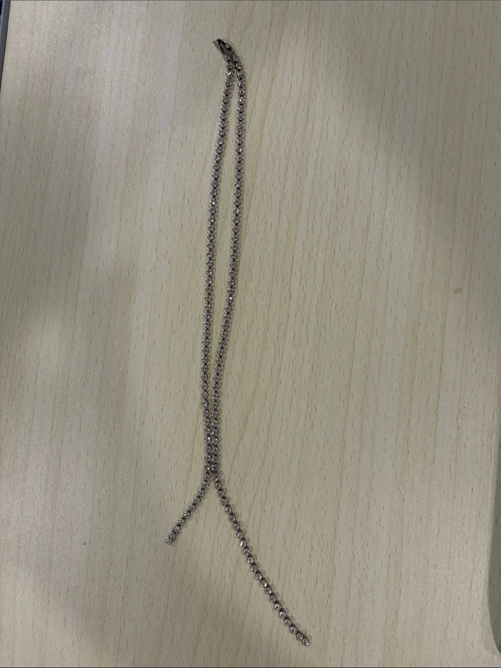 Silver Rhinestone Y-Drop Necklace - Picture 1 of 5